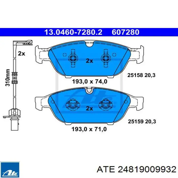 Датчик износа тормозных колодок передний 24819009932 ATE