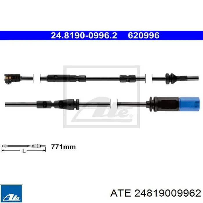 24819009962 ATE sensor dianteiro de abs