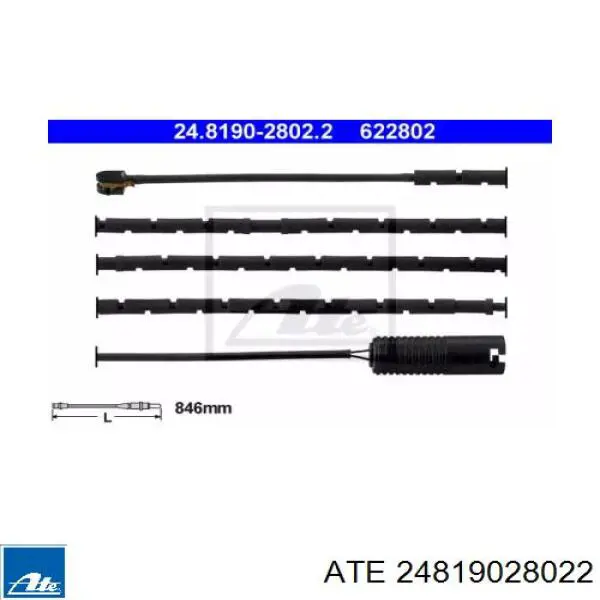 24819028022 ATE датчик износа тормозных колодок задний