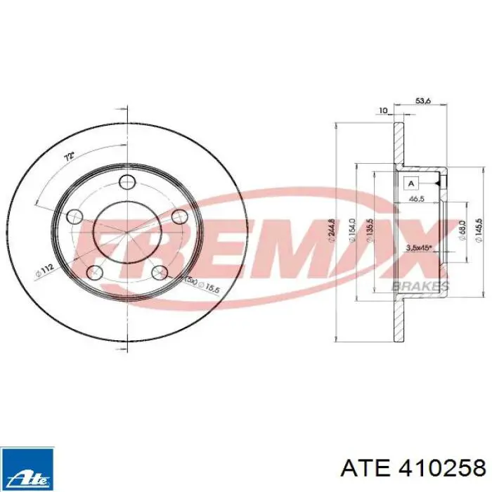 Тормозные диски 410258 ATE