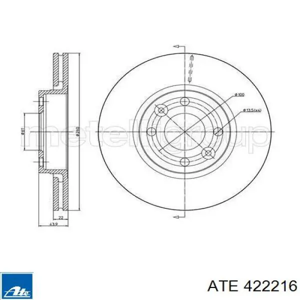 Тормоз дисковый передний ATE 422216 цена, от 39.41 USD