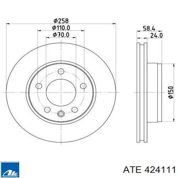 Передние тормозные диски 424111 ATE