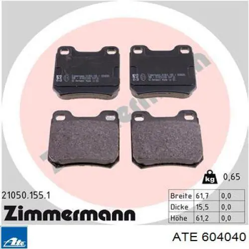 Колодки дисковые  ATE 604040 цена, от 10.79 USD