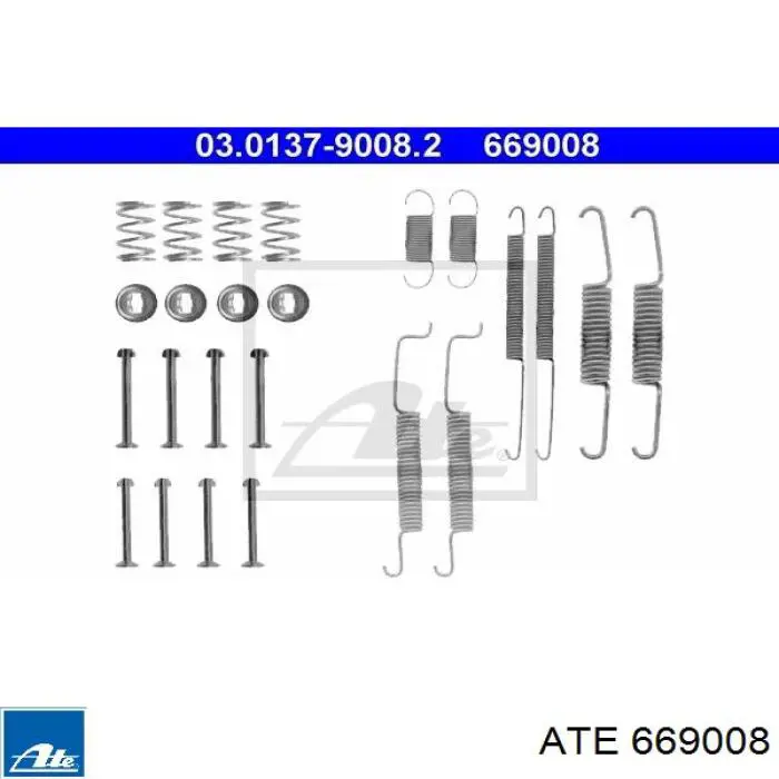 Kit de montaje, zapatas de freno traseras 669008 ATE