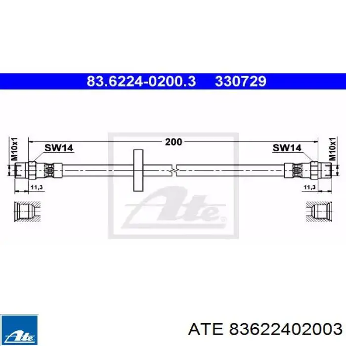 Шланг тормозной задний левый 83622402003 ATE