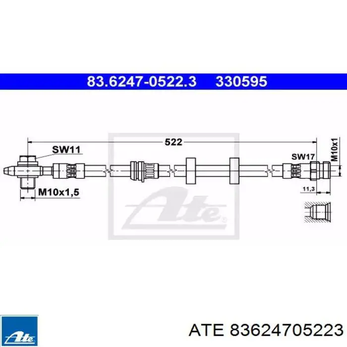 Шланг тормозной передний 83624705223 ATE