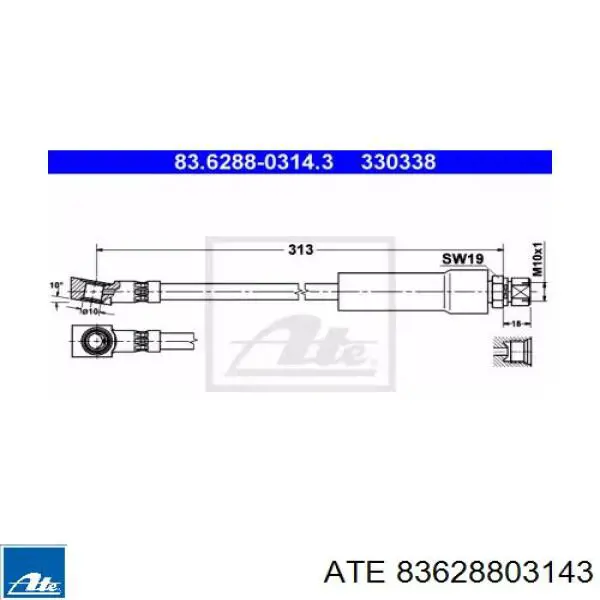 Шланг тормозной передний 83628803143 ATE