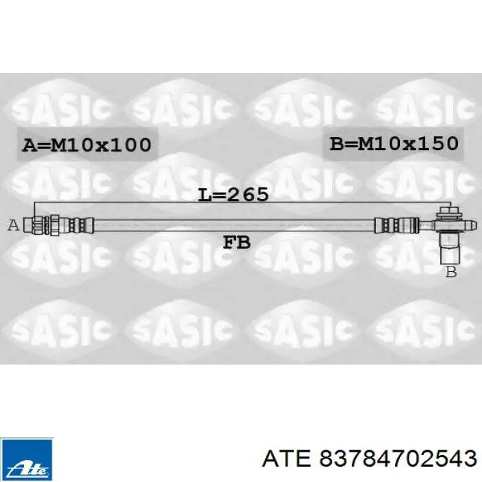 Шланг тормозной задний, левый ATE 83784702543 цена, от 10.16 USD