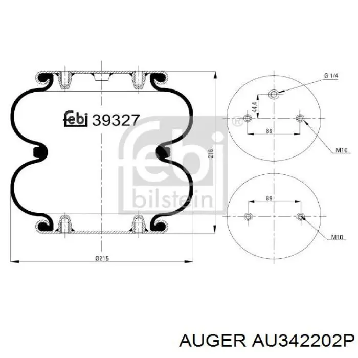 AU 34220-2P Auger coxim pneumático (suspensão de lâminas pneumática do eixo)