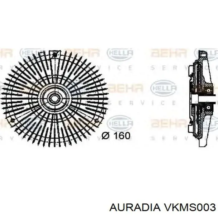 Вискомуфта (вязкостная муфта) вентилятора охлаждения Auradia VKMS003
