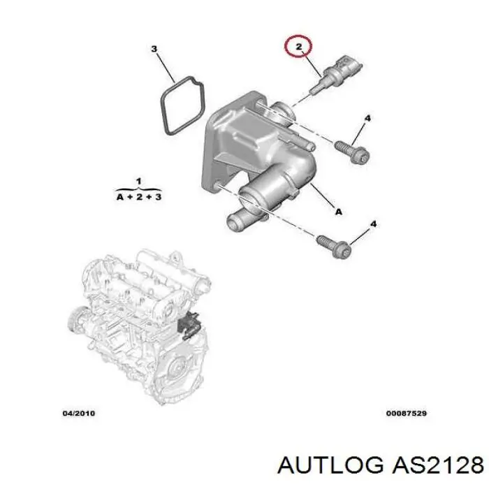 Sensor de temperatura del refrigerante AS2128 Autlog