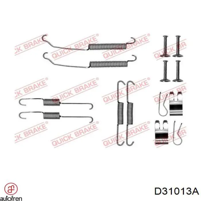 Juego de montaje, zapatas de freno traseras D31013A Autofren