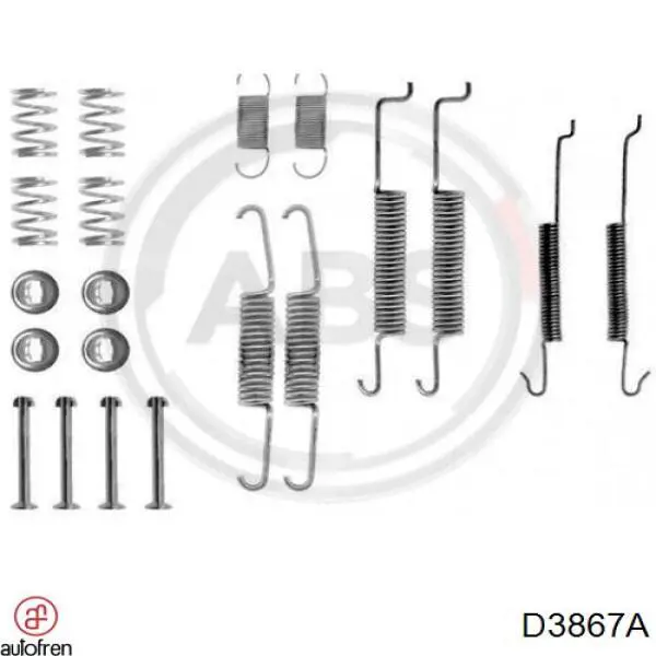 Kit de montaje, zapatas de freno traseras D3867A Autofren