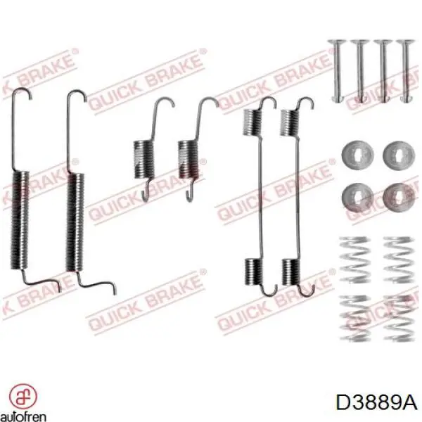 D3889A Autofren kit de montagem das sapatas traseiras de tambor