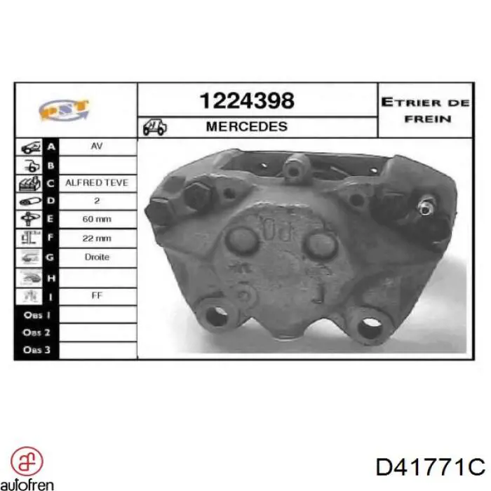 D41771C Autofren Ремкомплект суппорта тормозного, переднего