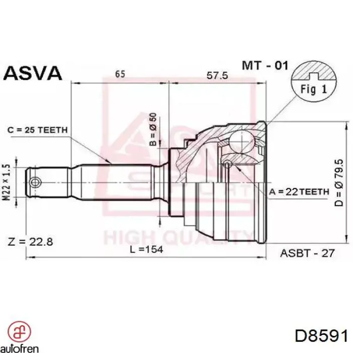 Пыльник шарнира угловых скоростей внутренний передний Autofren D8591 цена, от 6.57 USD