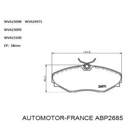 Передние тормозные колодки ABP2685 Automotor France