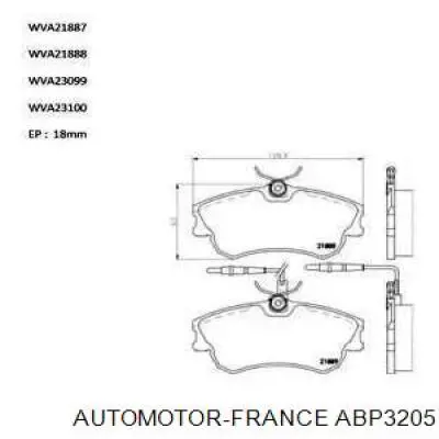 Передние тормозные колодки ABP3205 Automotor France