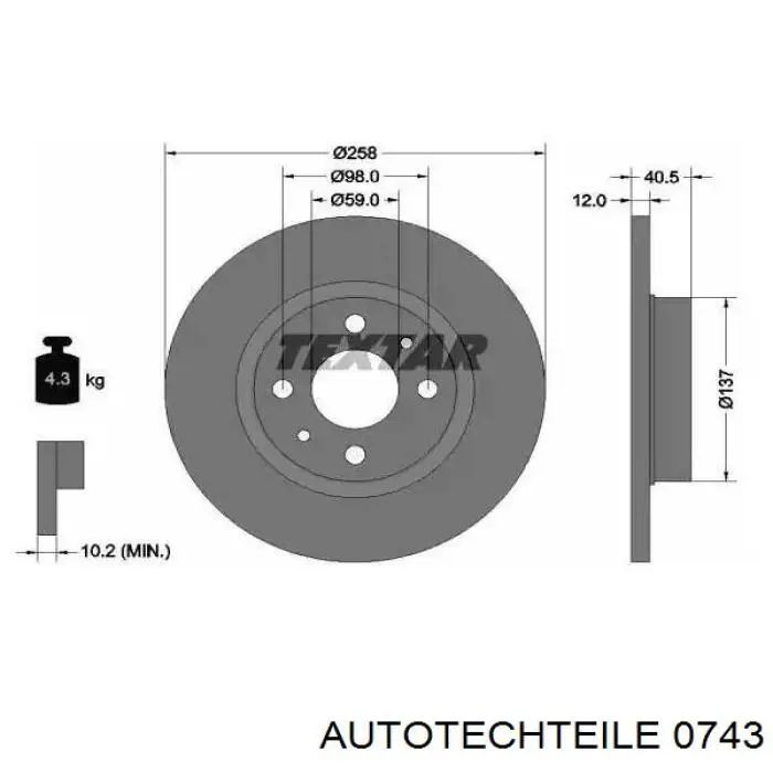 100 0743 Autotechteile датчик положения дроссельной заслонки (потенциометр)
