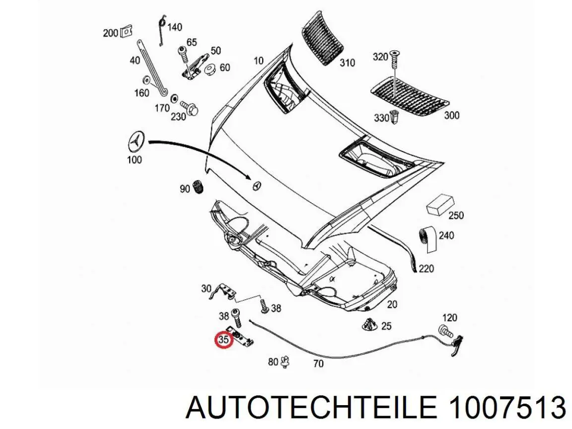 Петля капота, левая Autotechteile 1007513 цена, от 17.17 USD