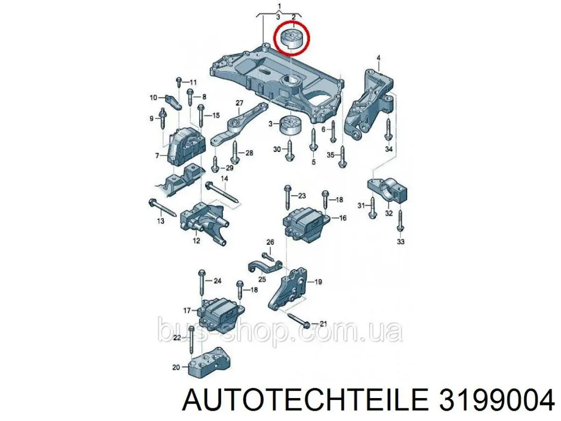 Bloqueo Silencioso (Almohada) De La Viga Delantera (Bastidor Auxiliar) 3199004 Autotechteile