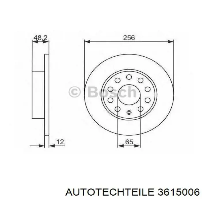 Задний тормозной диск Autotechteile 3615006 цена, от 25.34 USD