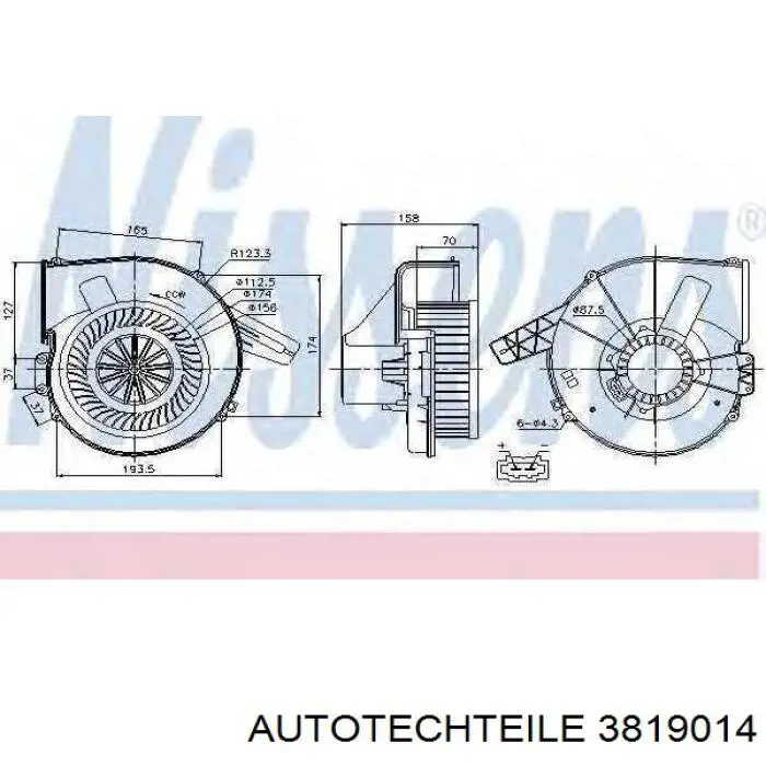 Motor eléctrico, ventilador habitáculo 3819014 Autotechteile