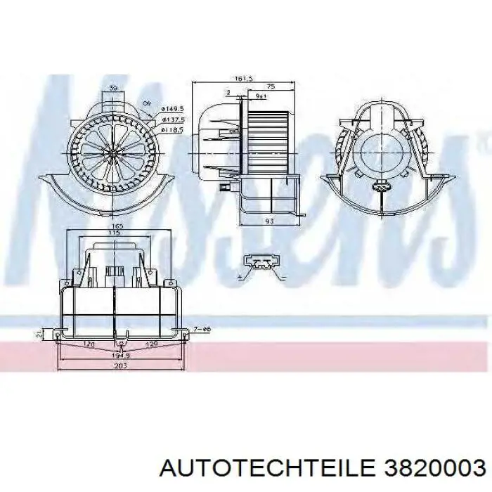 Мотор вентилятора печки (отопителя салона) AUTOTECHTEILE 3820003