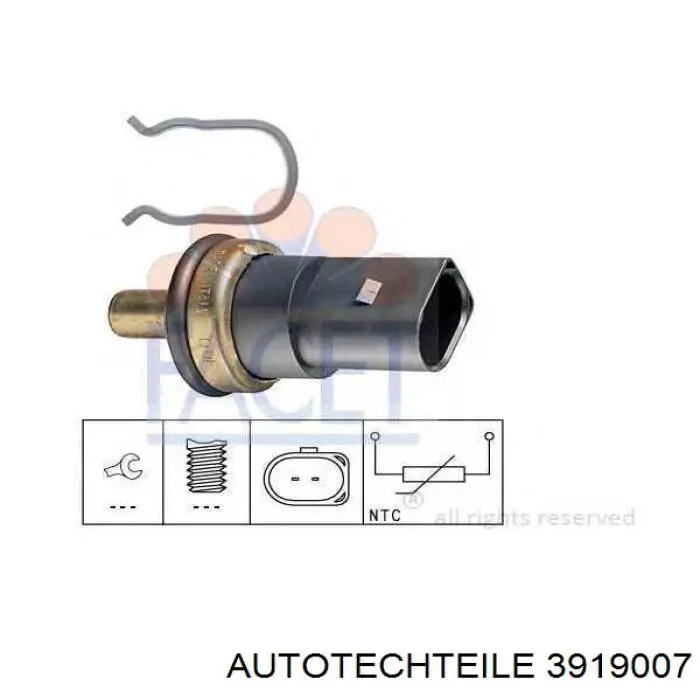 Sensor temperatura refrigerante 3919007 Autotechteile