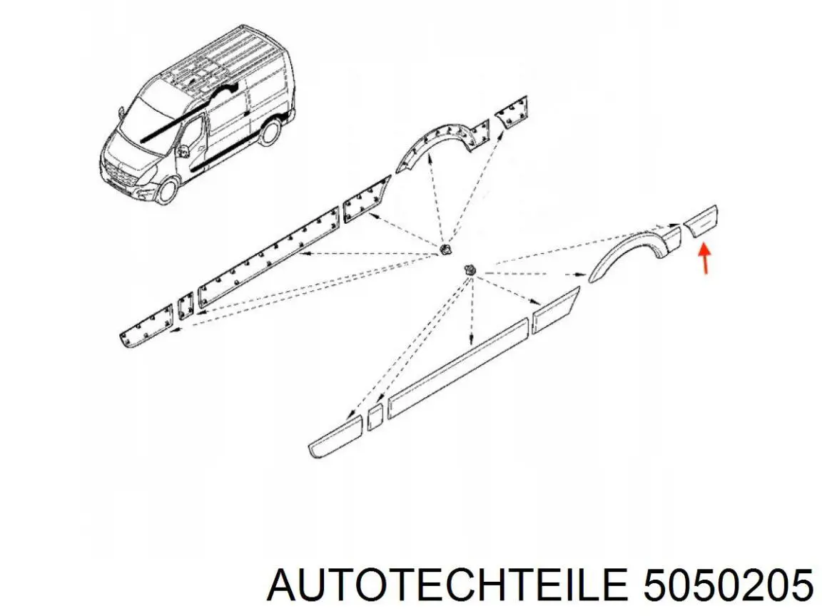 Накладка заднего левого крыла Autotechteile 5050205 цена, от 17.60 USD