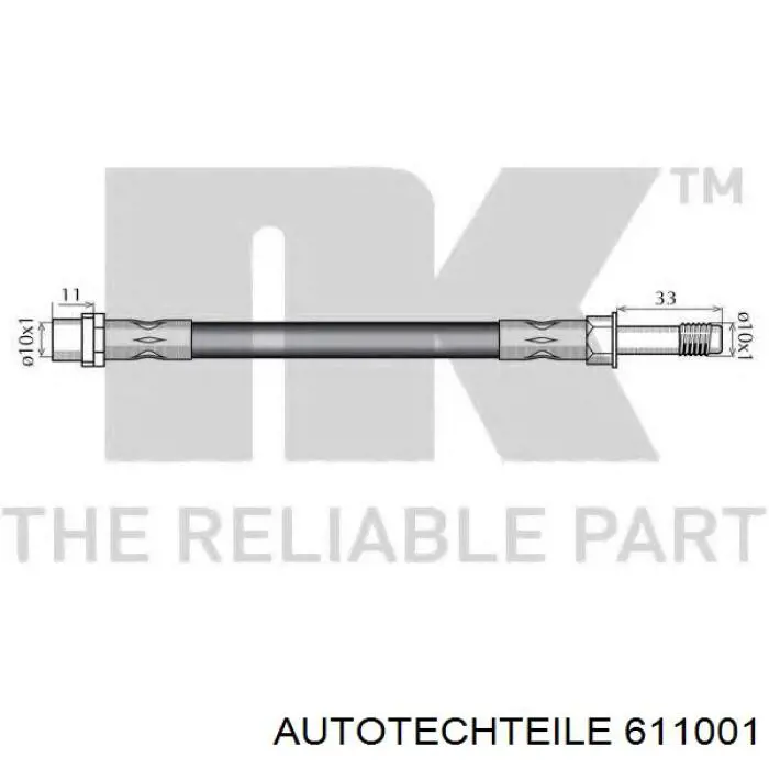 611001 Autotechteile Гибкая тормозная трубка передняя