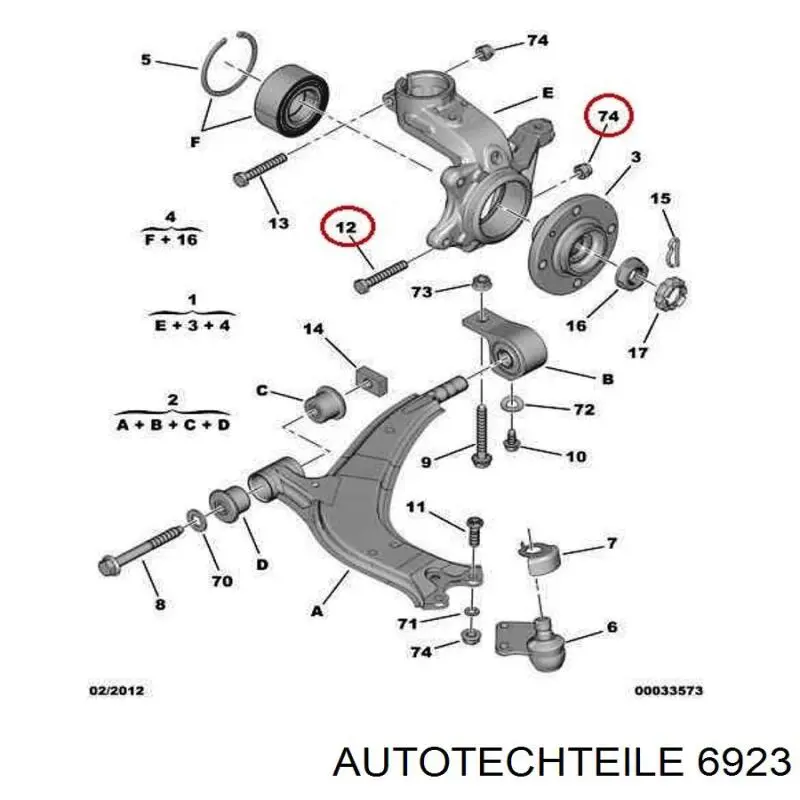 Уплотнитель двери передней (на кузове) 6923 Autotechteile