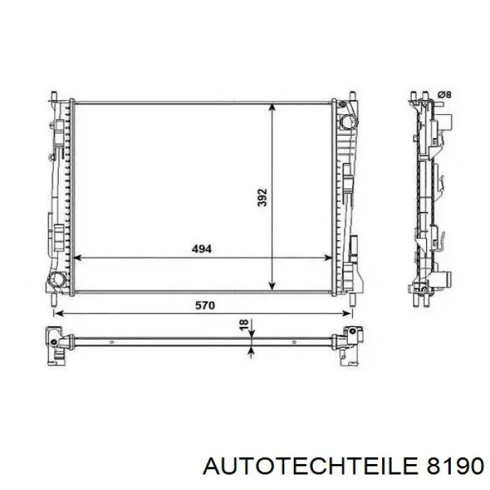 Зеркальный элемент левый AUTOTECHTEILE 8190