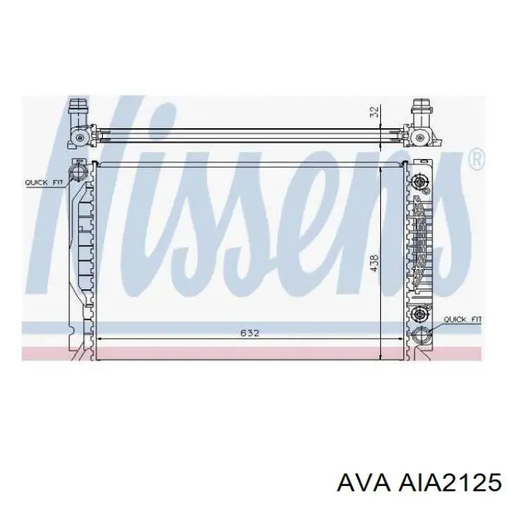 Радиатор охлаждения двигателя AVA AIA2125 цена, от 91.64 USD