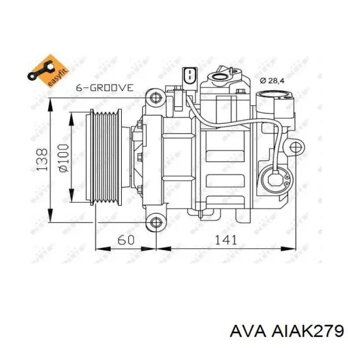 Компрессор системы кондиционирования AVA AIAK279 цена, от 235.34 USD