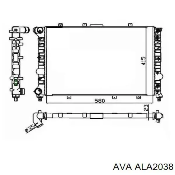 Радиатор охлаждения двигателя AVA ALA2038 цена, от 43.34 USD