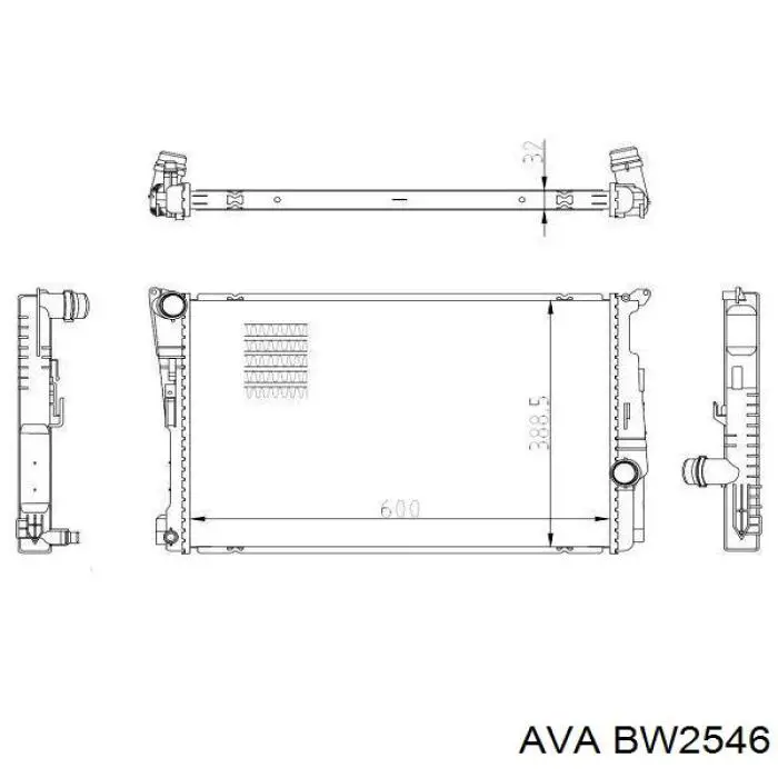 Радиатор охлаждения двигателя AVA BW2546 цена, от 99.55 USD