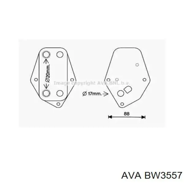 Радиатор масляный (холодильник), под фильтром BW3557 AVA