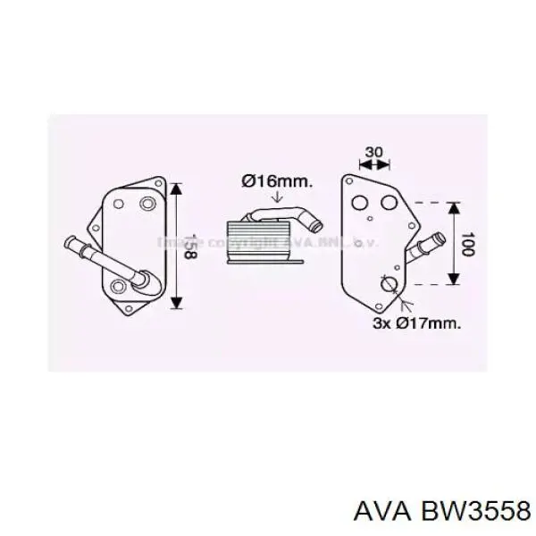 Радиатор масляный (холодильник), под фильтром BW3558 AVA