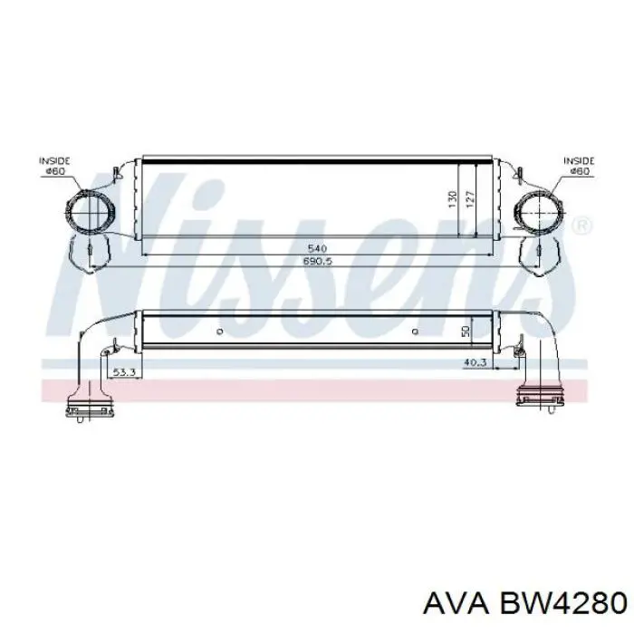 Радиатор интеркуллера AVA BW4280