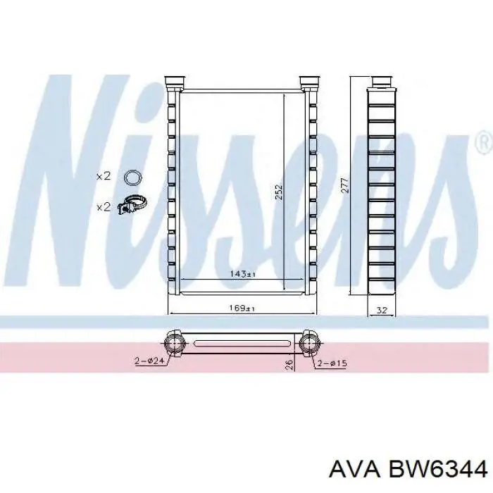 Купить BW6344 AVA Радиатор печки
