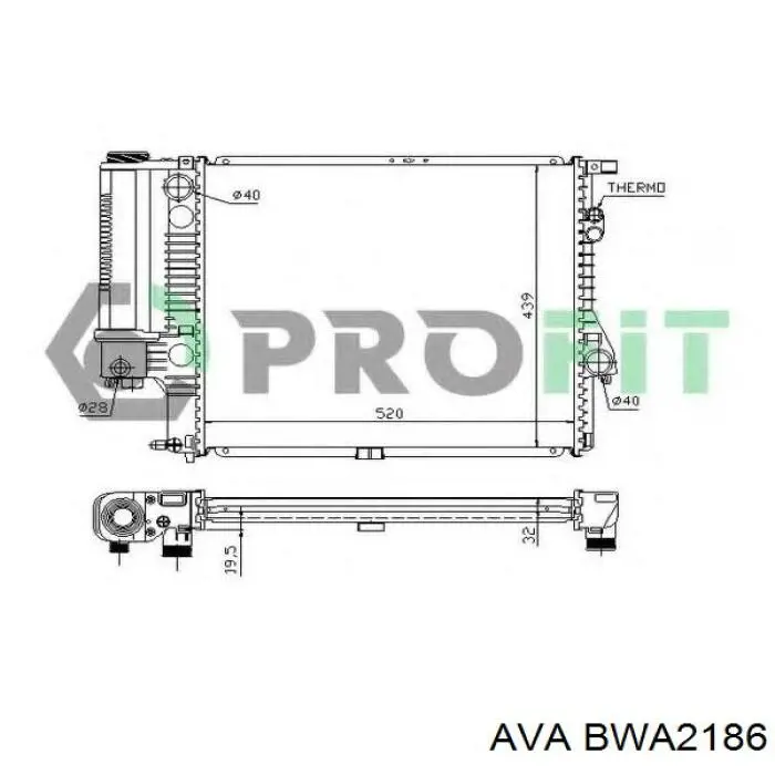 Радиатор охлаждения AVA BWA2186