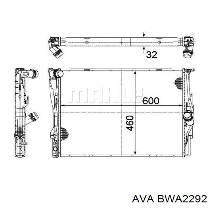 Радиатор охлаждения двигателя AVA BWA2292 цена, от 110.01 USD