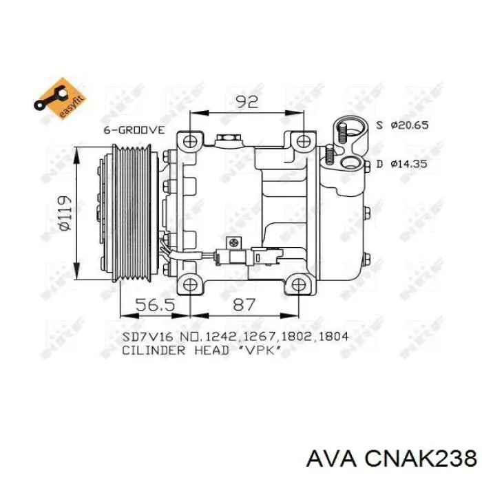 CNAK238 AVA Компрессор хладагента