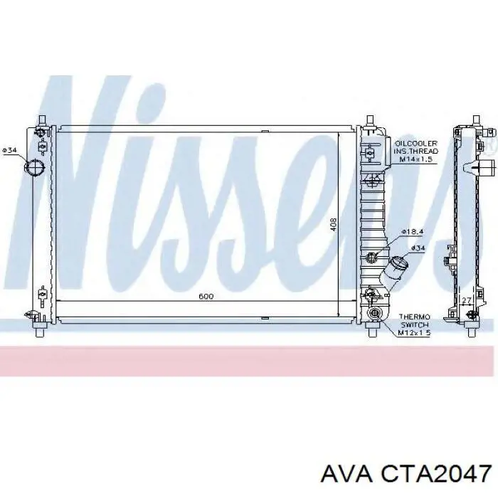 Радиатор охлаждения двигателя AVA CTA2047 цена, от 113.59 USD