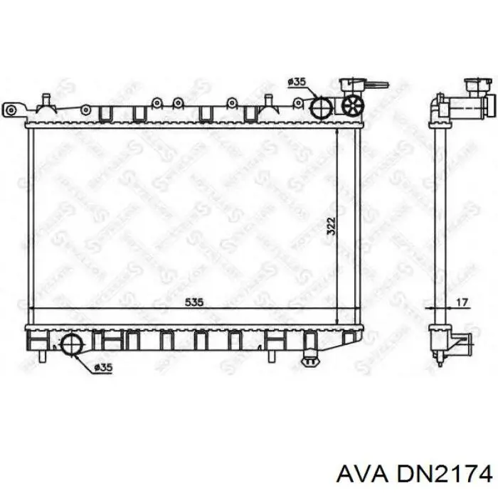 Радиатор охлаждения двигателя AVA DN2174 цена, от 69.29 USD