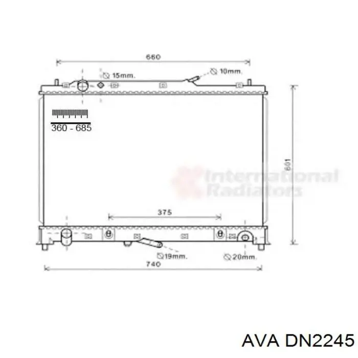 Радиатор охлаждения двигателя AVA DN2245 цена, от 83.89 USD