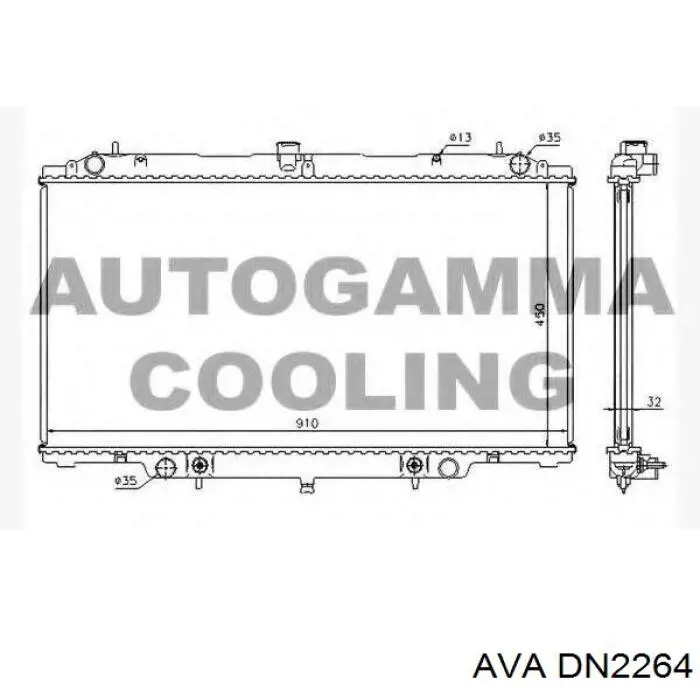 Радиатор охлаждения двигателя AVA DN2264 цена, от 155.38 USD