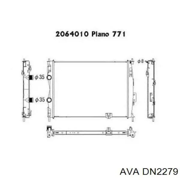 Радиатор охлаждения двигателя AVA DN2279 цена, от 153.76 USD
