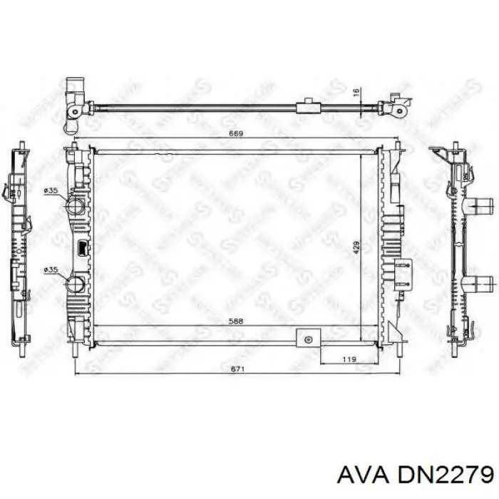 Купить DN2279 AVA Радиатор водяной